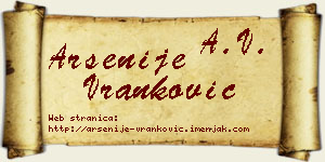 Arsenije Vranković vizit kartica